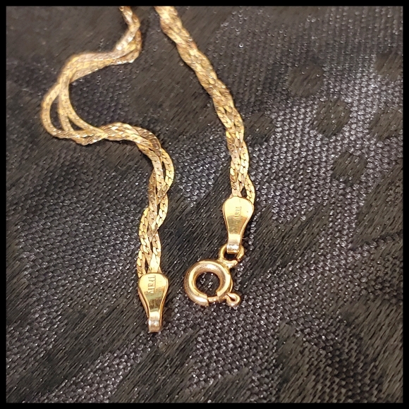 14KT Gold Triple Strand Braided 19" Necklace - Picture 4 of 10